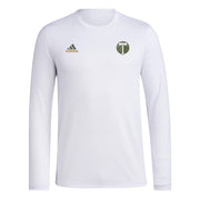 adidas Men's Local Stoic Long Sleeve Pre-Game T-Shirt - Portland Timbers, White (XS)