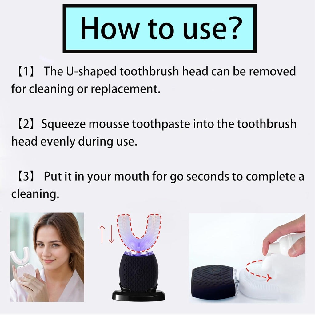 Automatic Toothbrush for Adult Ultrasonic Electric Toothbrush 30'' Automatic Timer Wireless Charging Washable Travel Home Dual-use (Black, M)