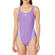 Adidas Women's Standard 3-Stripes Swimsuit, Violet Fusion/Blue Dawn - size 14