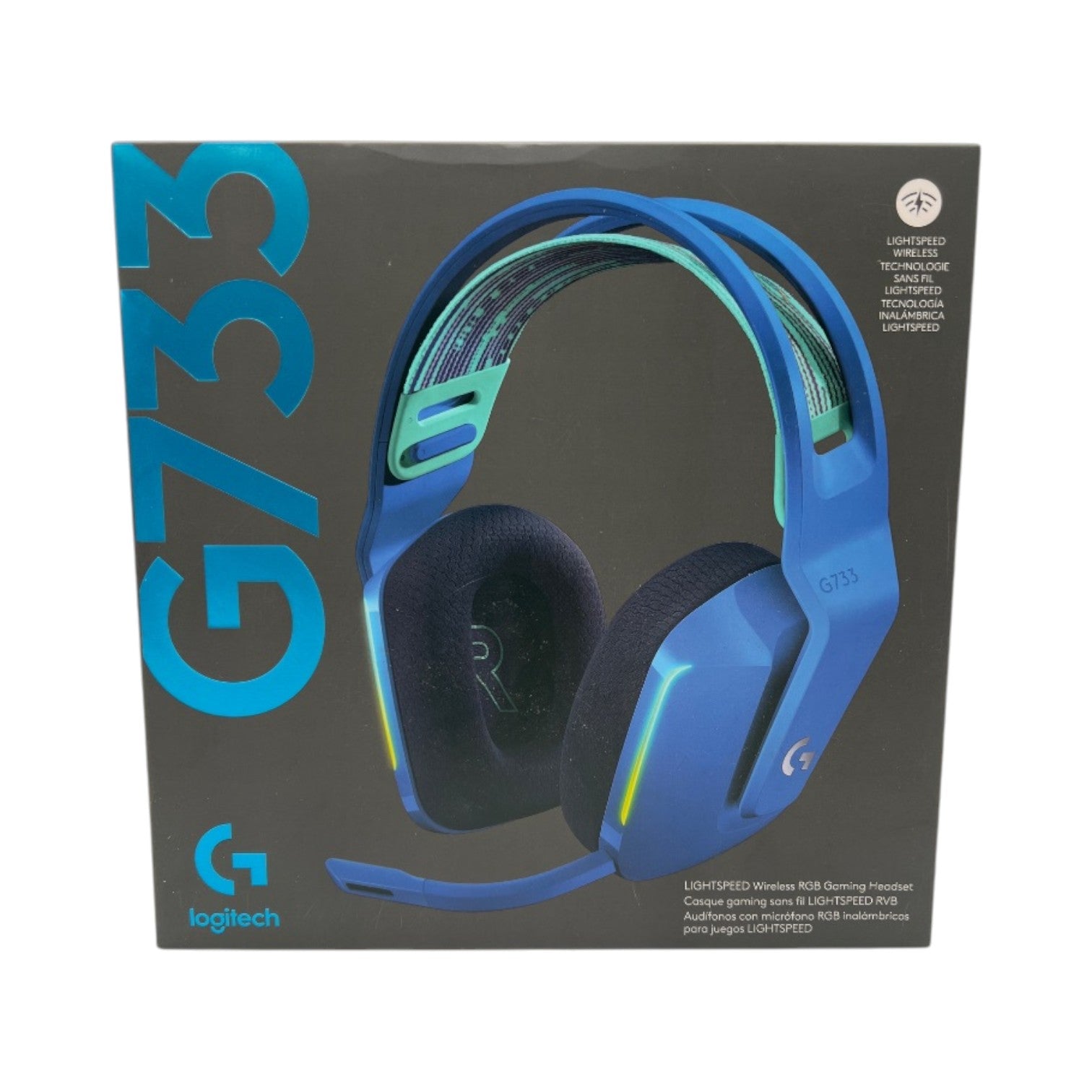 Logitech G733 Lightspeed Wireless Gaming Headset with Suspension Headband, Lightsync RGB, PC, PS5, PS4, Switch Compatible - Blue
