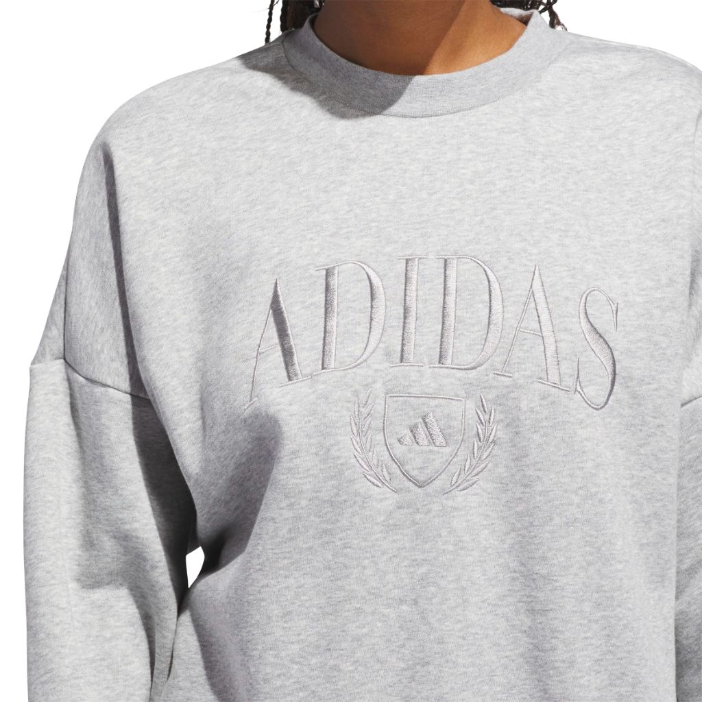 adidas Women's Cozy Holiday Graphic Sweatshirt - Gray Heather, Small