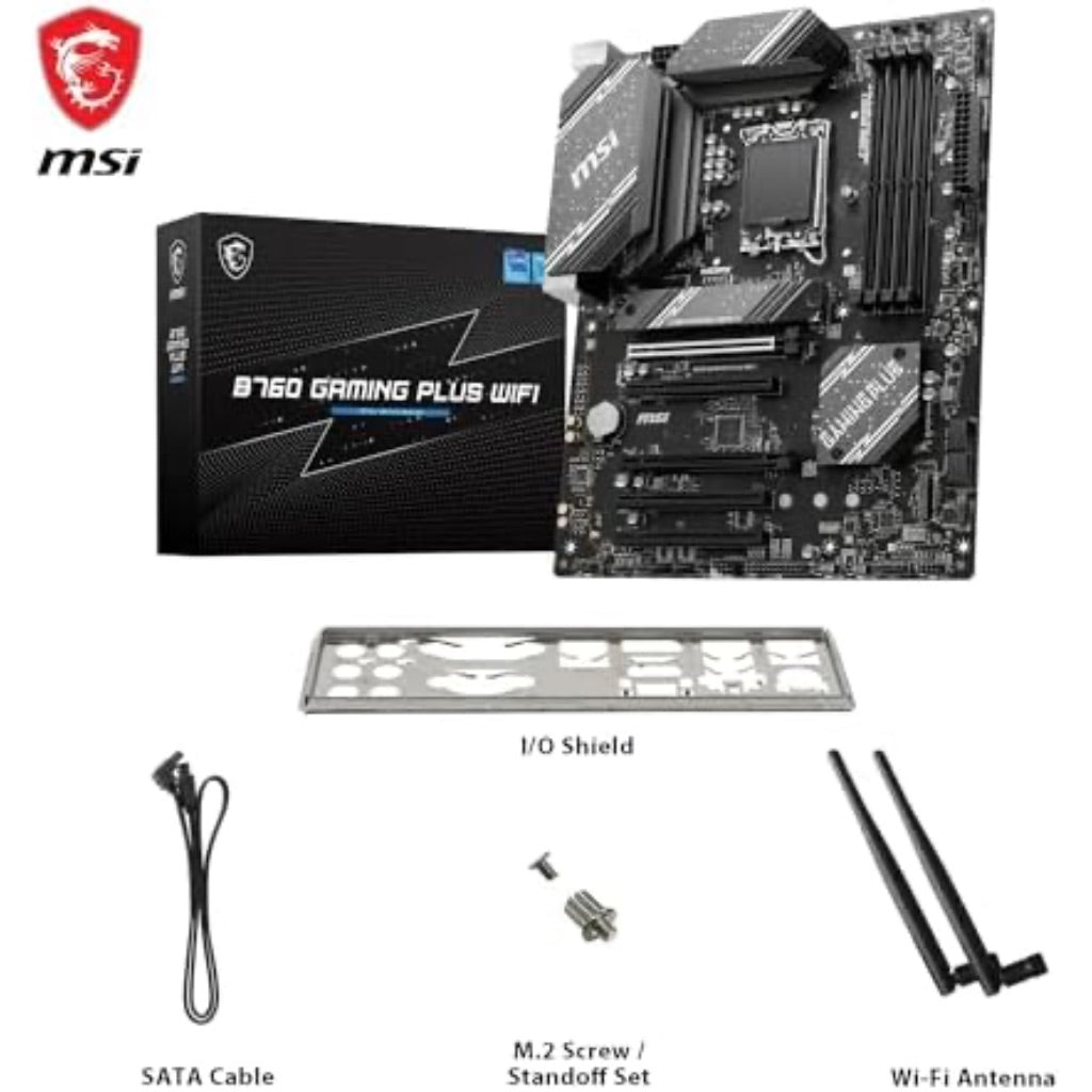 MSI B760 Gaming Plus WiFi V1 Motherboard, ATX - Supports Intel 14th, 13th & 12th Gen Core Processors, LGA 1700 - DDR5