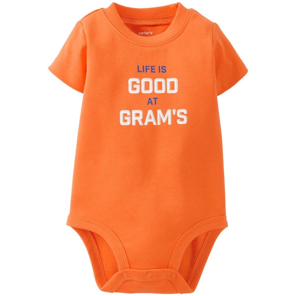 Carter's Slogan Bodysuit (111a489), Orange, New Born