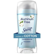 Secret Aluminum Free Women s Deodorant Solid  Cotton  2.4 oz
