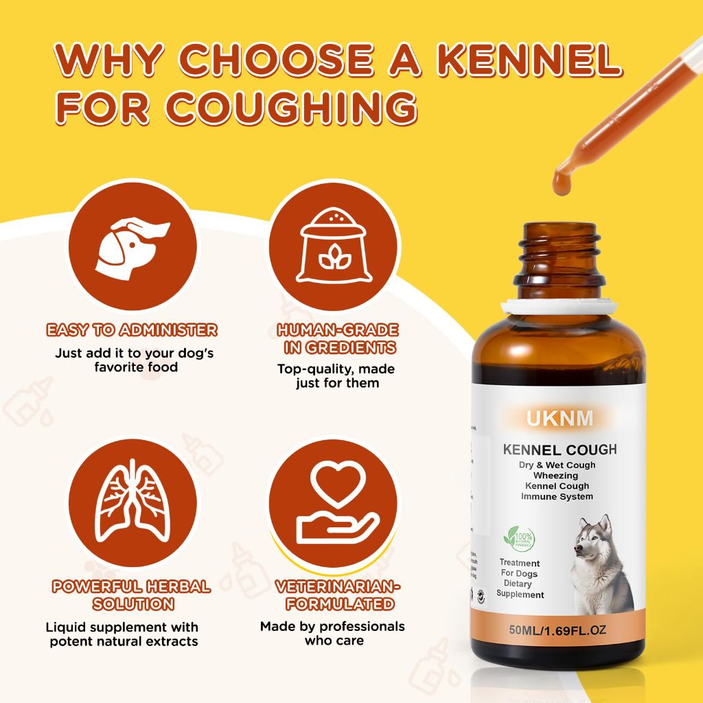 UKNM Kennel Cough Treatment Drops for Dogs - Immune Support & Allergy Relief, 50ml