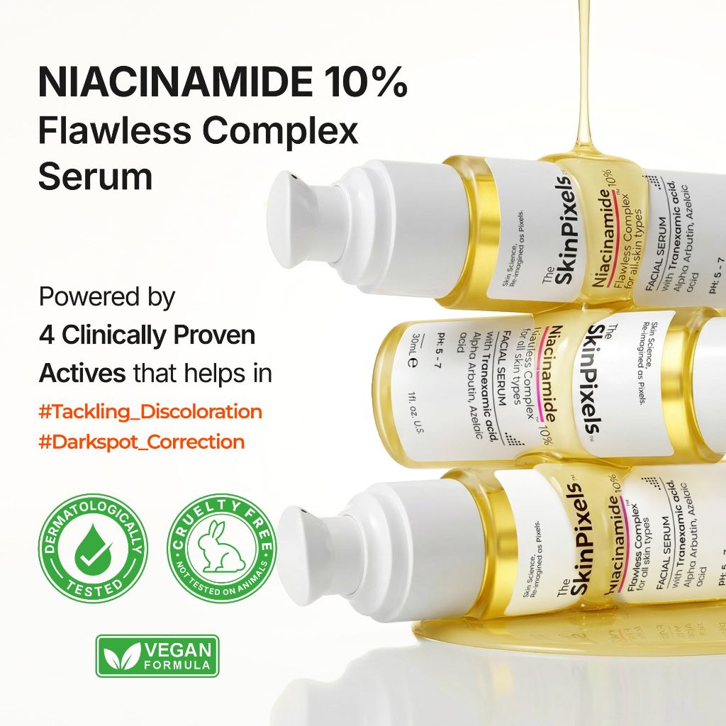 The SkinPixels 10% Niacinamide Brightening & Glow Face Serum - 30ml
