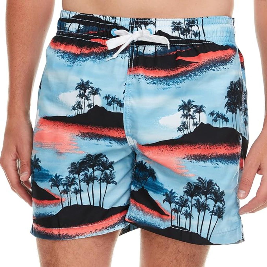 SZ L, Kanu Surf Men's Havana Swim Trunks (Regular & Extended Sizes), Islands Blue/Coral
