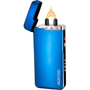 SKRFIRE Electric Lighter, Flame Arc Lighter, Plasma lighters Rechargeable Waterproof with 3 Rhinestones (ICY Blue)
