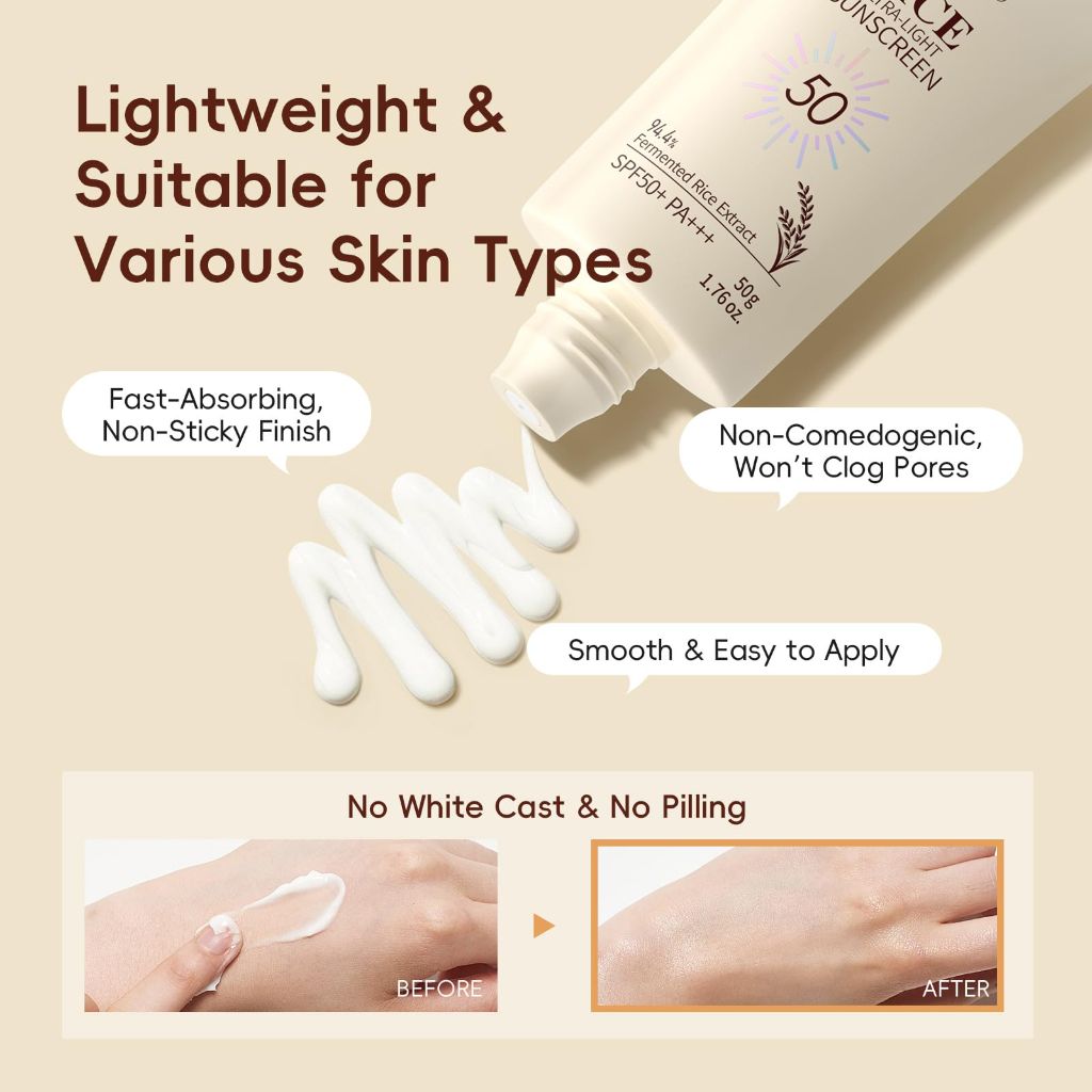 Laikou Rice Ultra-Light Sunscreen SPF 50+ PA+++ – 1.76 oz