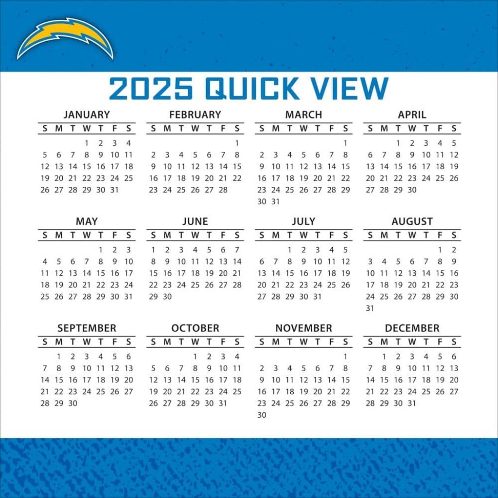Turner Sports Los Angeles Chargers 2025 Box Calendar (25998053044)