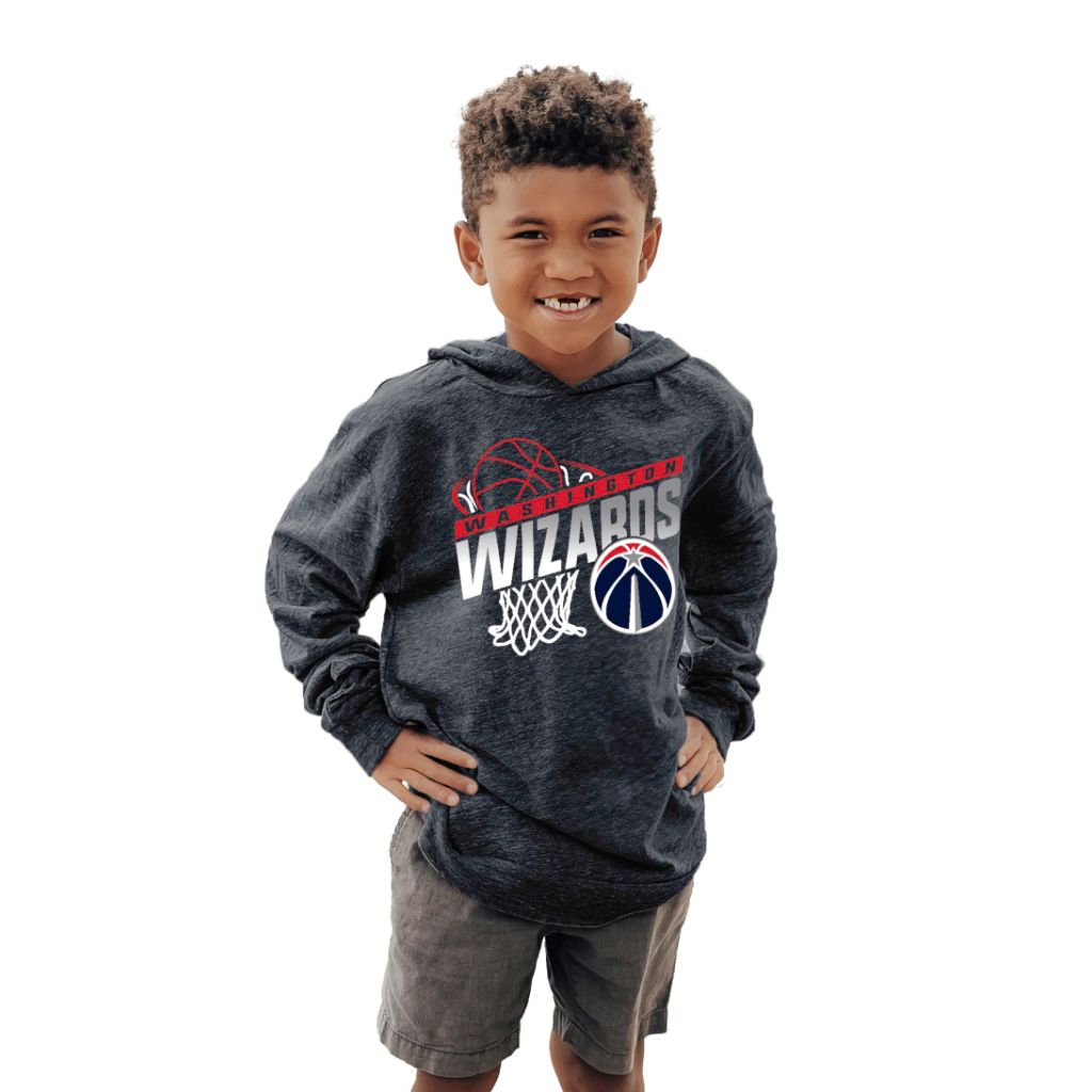 Washington Wizards NBA Officially Licensed Youth Tri-Blend Hooded Long Sleeve T-Shirt Hoop Team Color, Large