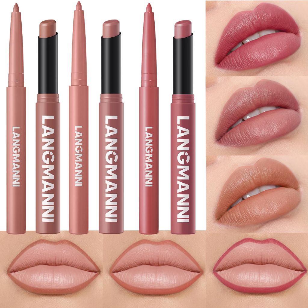 Jolilab 6Pcs Lip Set: 3 Colors Lip Liner+3 Colors Lipstick (#02+04+07)