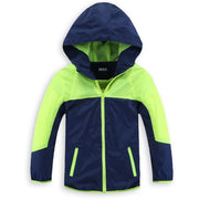 M2C Boy Hooded Lightweight Water Resistant Jacket, Green/Blue - Size M (7-8)