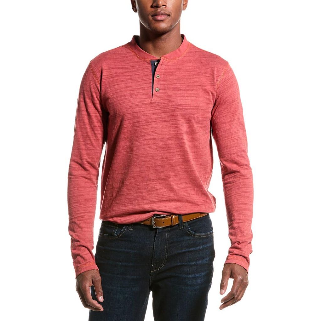 Vintage 1946's Burn Out Slub Henley, Tandori Spice Heather, Small