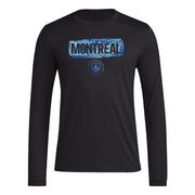 adidas Men's Club De Foot Long Sleeve Pre-Game T-Shirt, Black, CF Montreal, XL