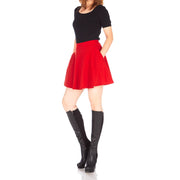 Dani's Choice Stretchy Cotton High Waist A-line Mini Skirt - Red S
