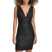 Siena Women's Floral Stretch Jacquard Minidress - Black - Size 16