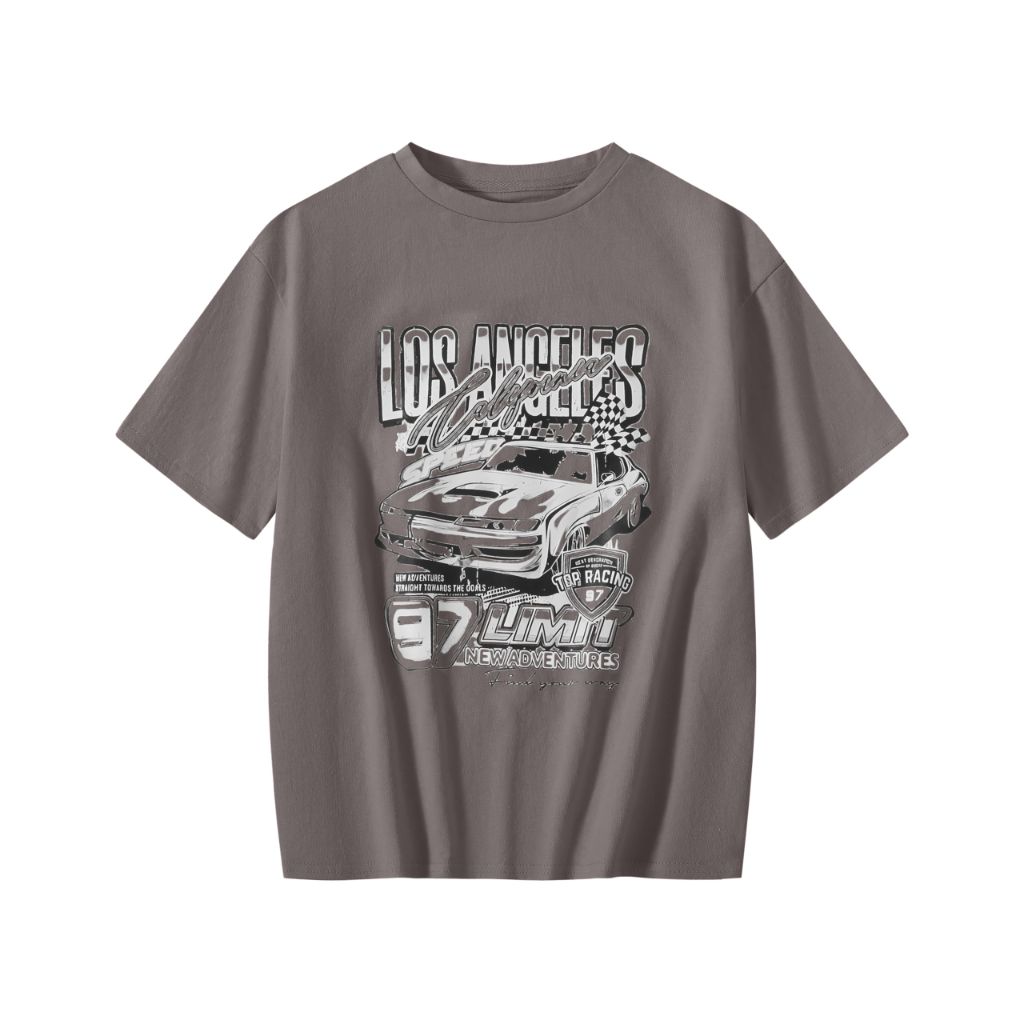 Eymitory Girl's Car Letter Graphic Print Round Neck Short Sleeve Tee, Size 5-6