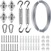 Sun Shade Hardware Kit for Rectangle and Square Sun Shade Sails Installation,5 inch Anti-Rust Sail Shade Hardware Kit with 30 ft 1/8 OD Heavy Duty Cable Wire Ropes