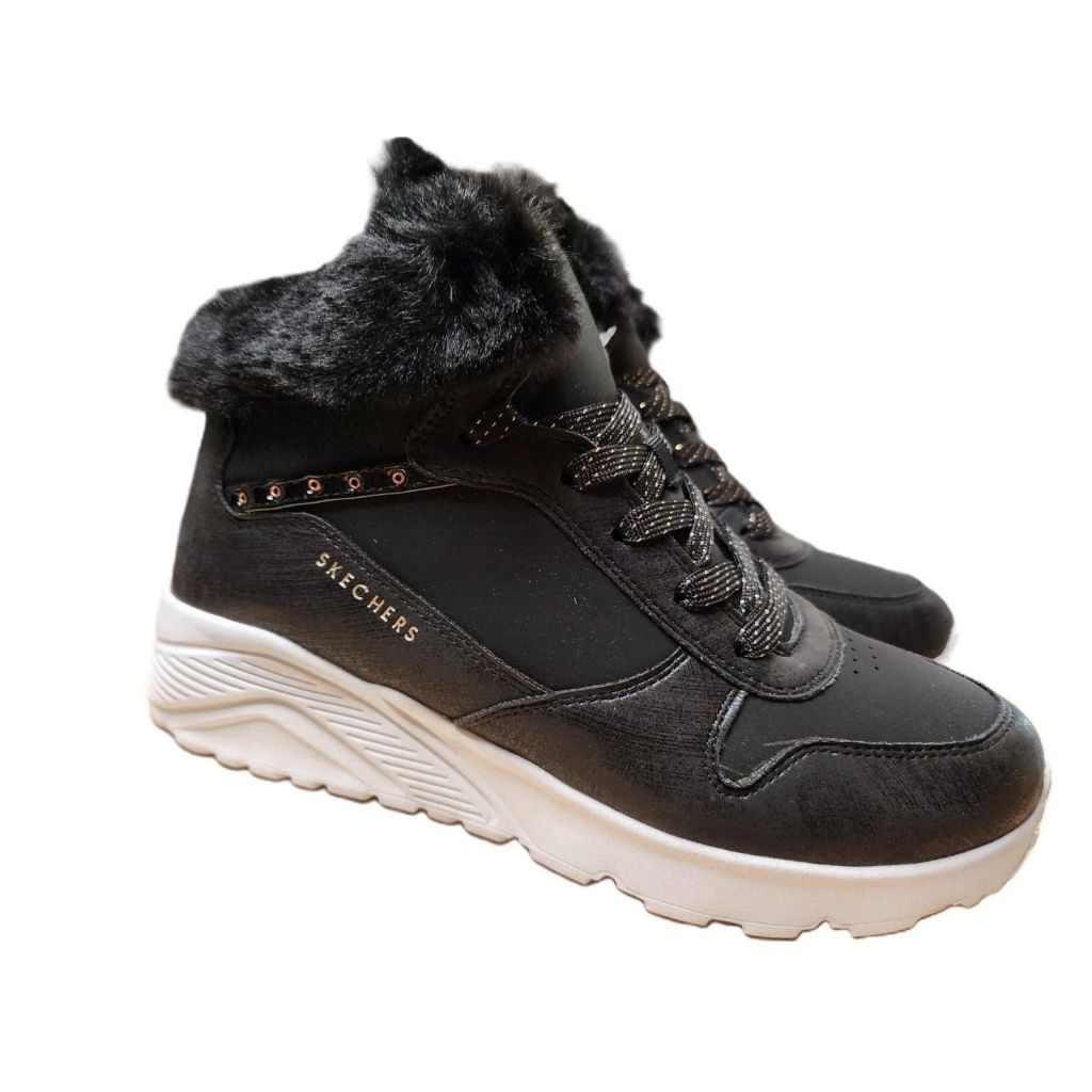 Skechers Street Uno Lite - Comfurt Collar Sneaker, Black/Rosegold, SZ 11.5Y