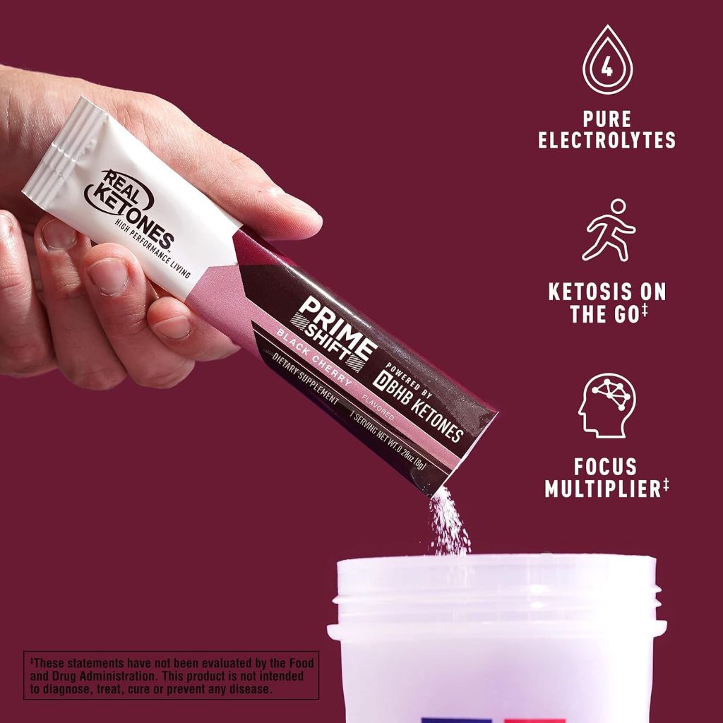 Real Ketones BHB Exogenous Ketones Drink Mix Packets - 30 Count Black Cherry