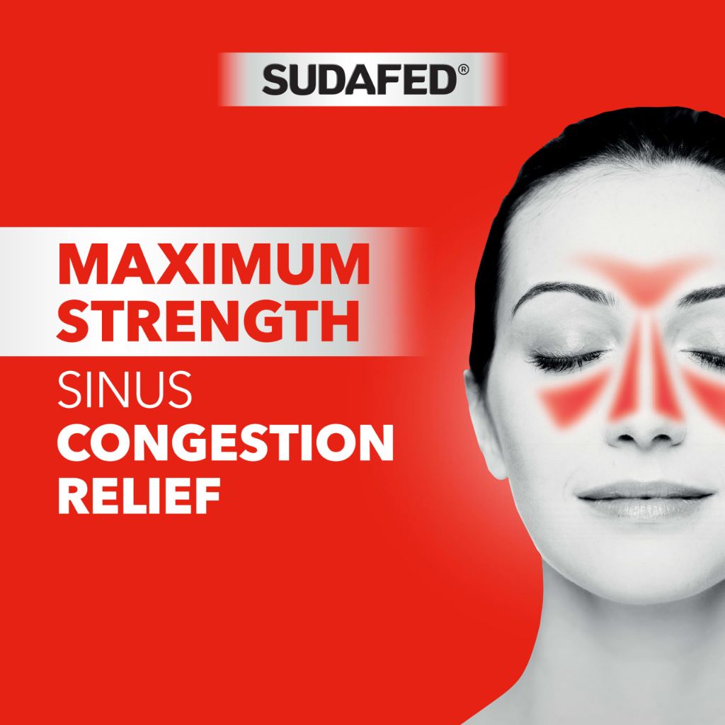 Sudafed, PE Sinus Congestion Relief Tablets, Maximum Strength, Non-Drowsy 10 mg, 36 Count