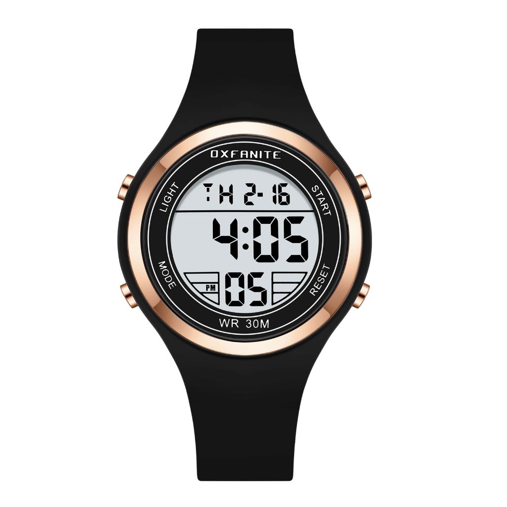Dayllon Women's Waterproof Digital Sports Watch with Silicone Band - Black