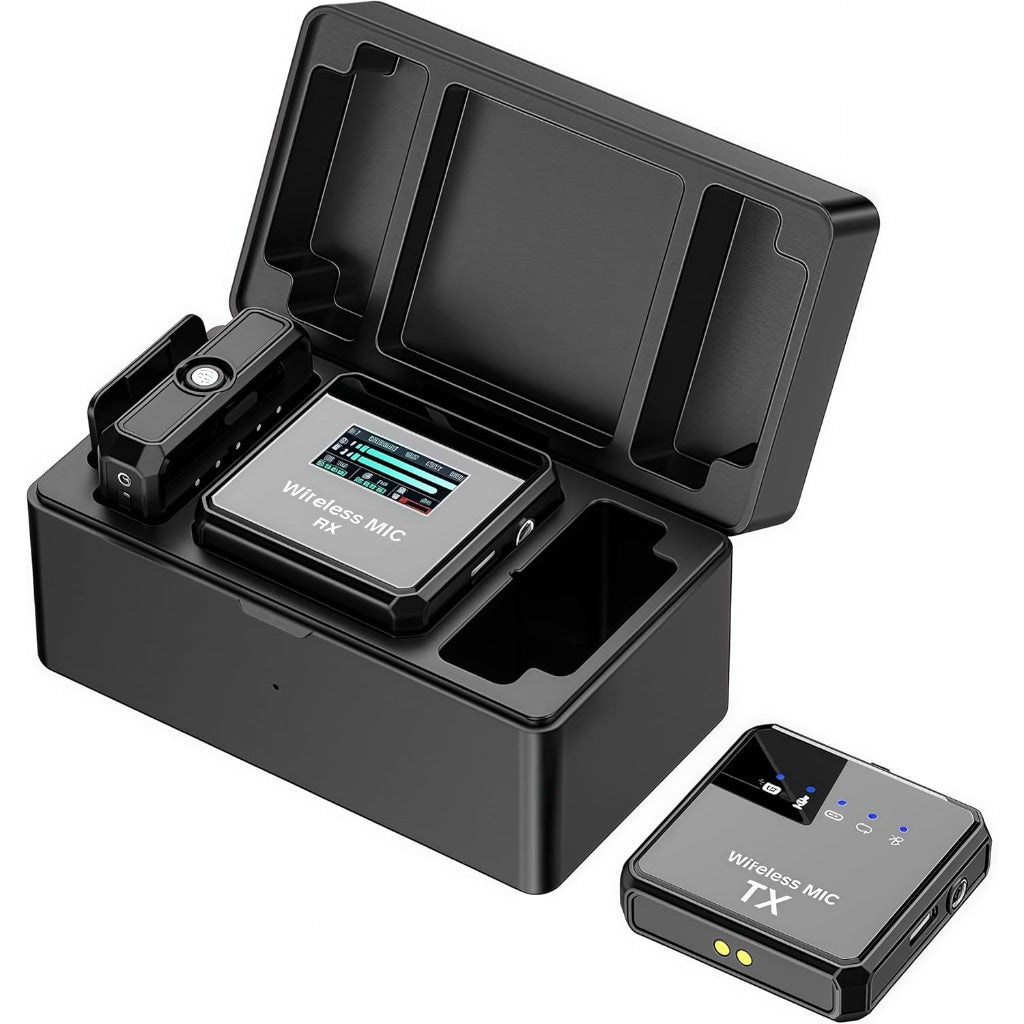 Wireless Lavalier Microphone, 100m Range, Bluetooth, 24-Hour Battery, Noise Cancellation