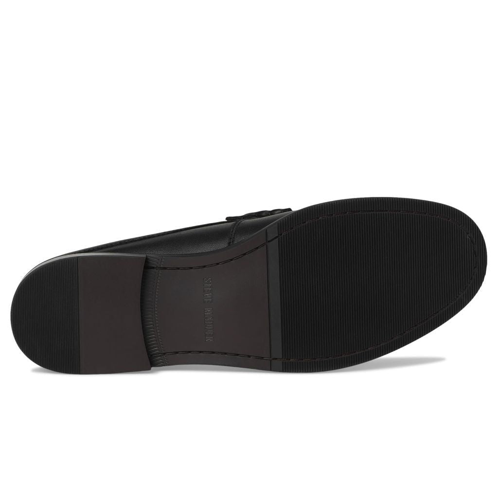 SZ 8.5, Steve Madden Mens ABBOTT Slipper Moc, Black Leather