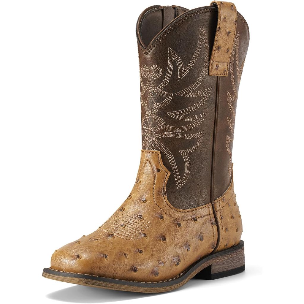 Rollda Kids Cowboy Boots for Kids Western Square Toe Boots, 7BK
