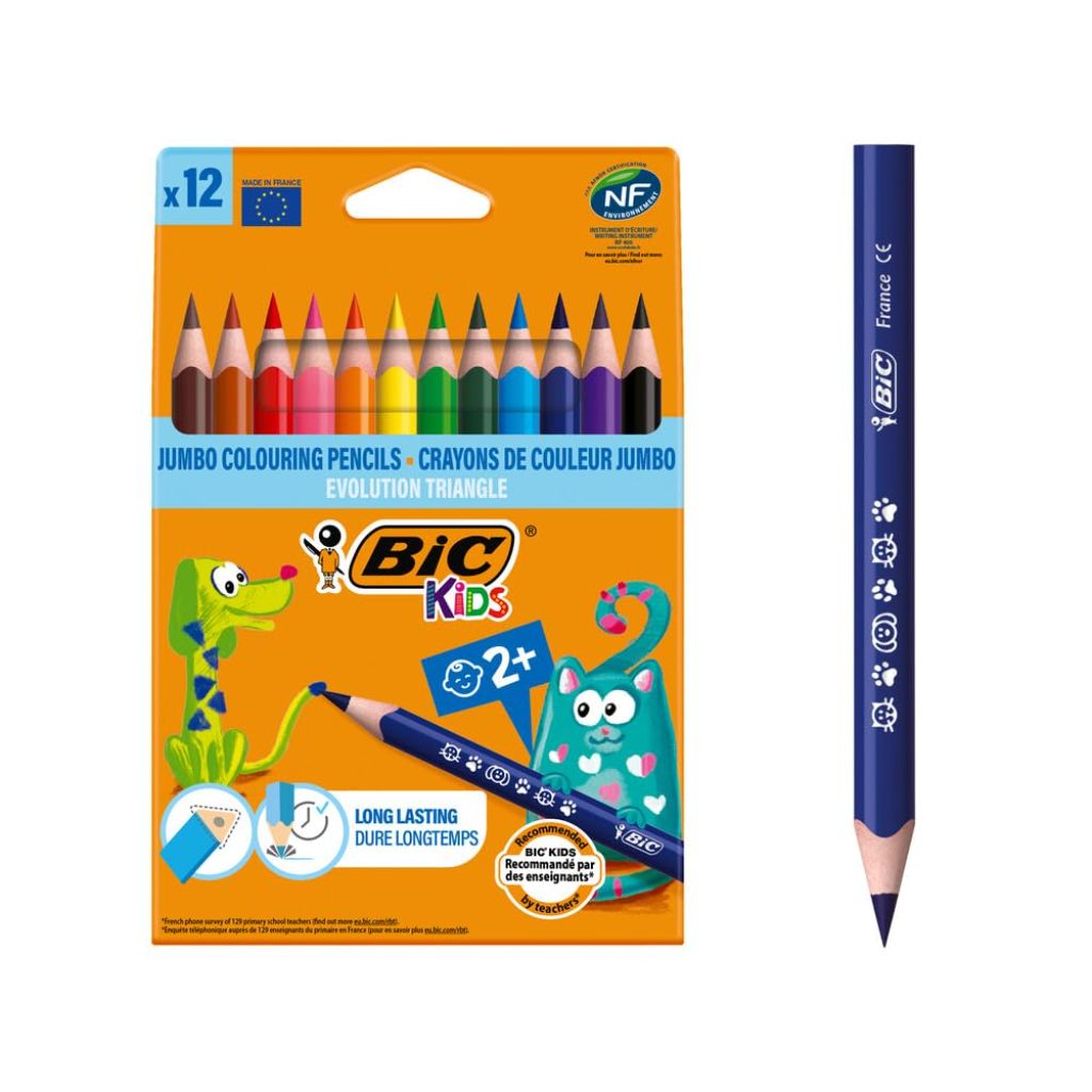 BIC Kids Evolution Triangle Coloured Pencils - 12 Pack