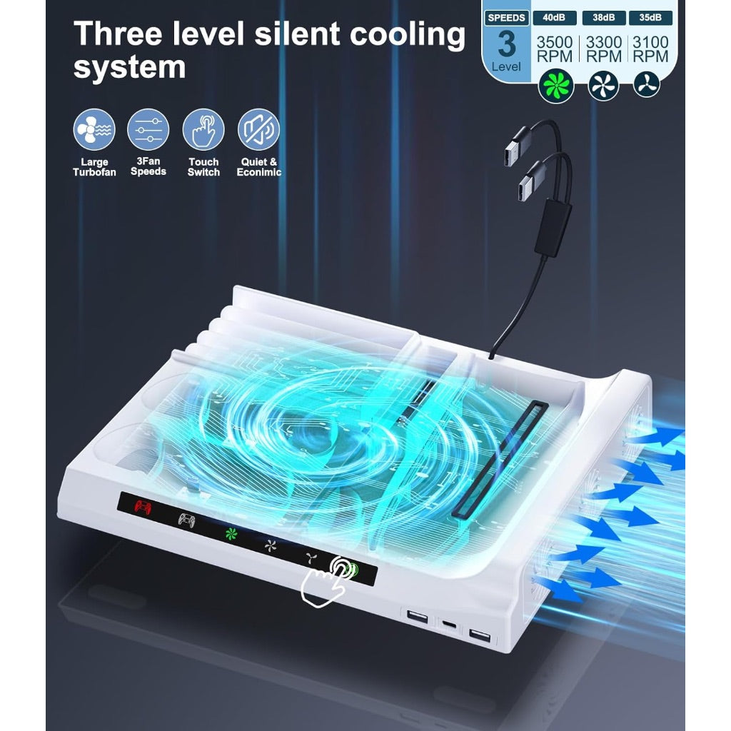 PS5 Slim Cooling Station with Controller Charging, Compatible with Disc and Digital PS