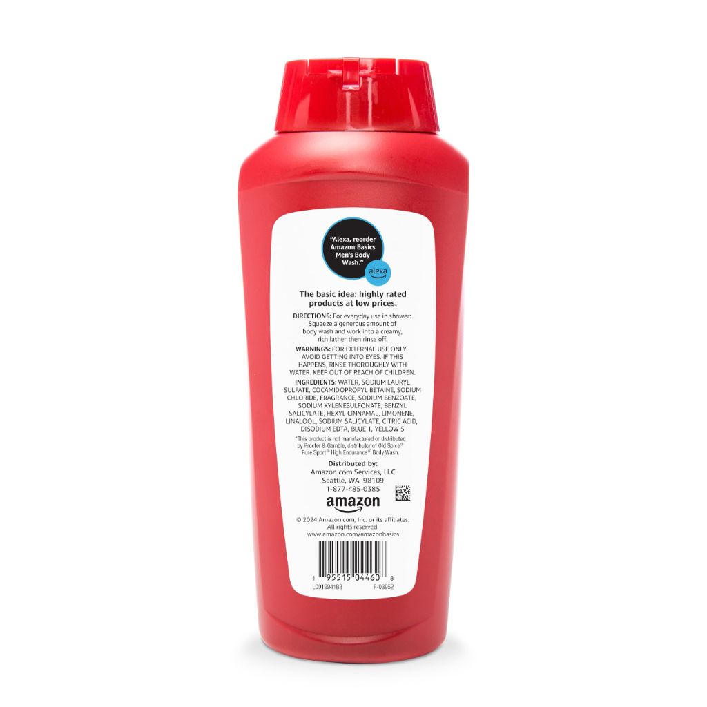 Amazon Basics Men's Body Wash, Sport Scent, Paraben and Phthalate Free, Refreshing Shower Gel, 18 Fluid Ounce