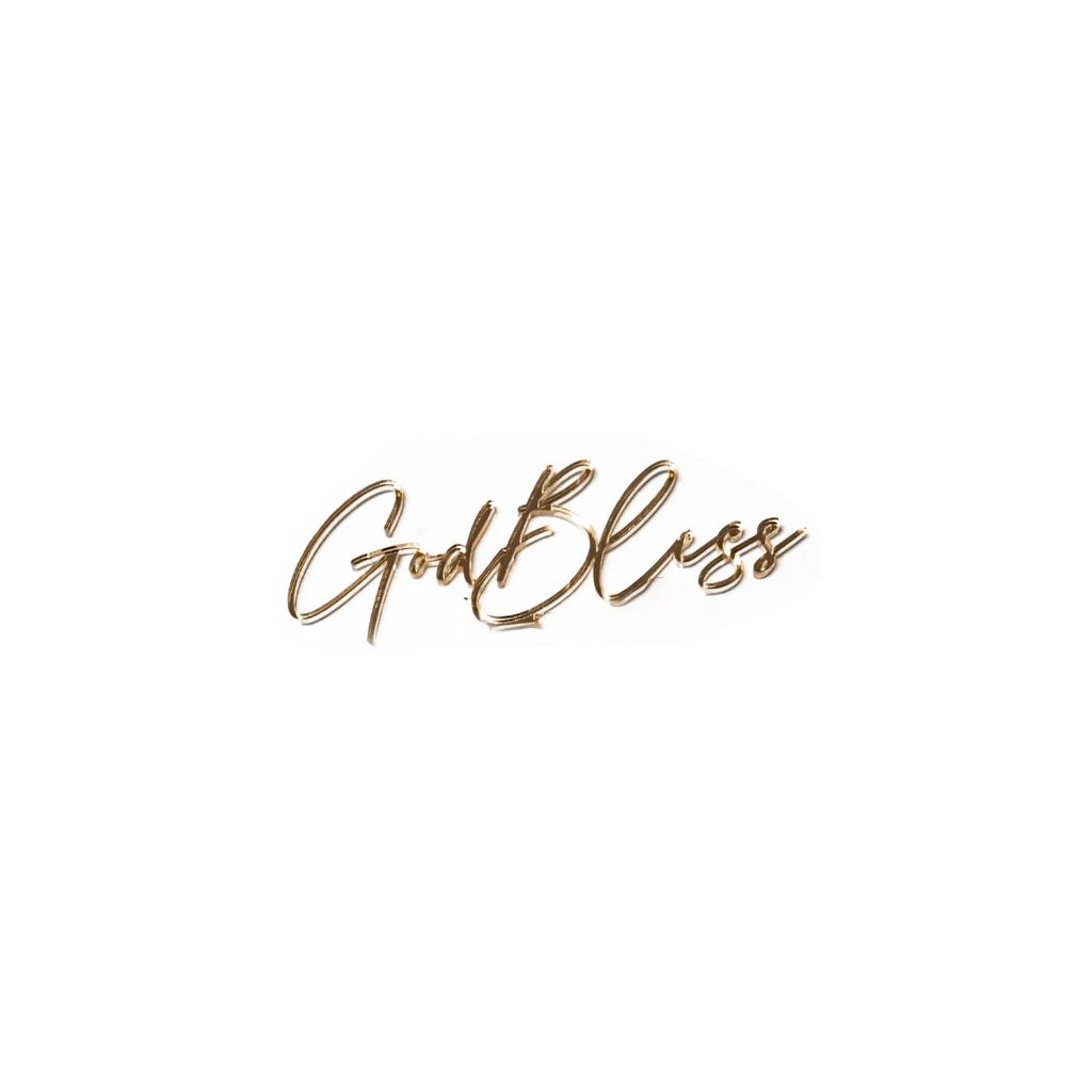"God Bless" Acrylic Cake Applique - Gold, 5" x 2"