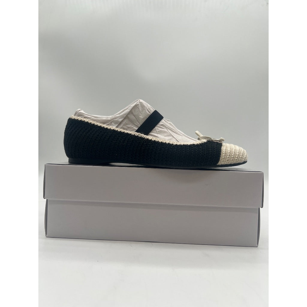 Guess Women's Maysa Crochet Knit Mary Jane Flats, Size 10, Black/White