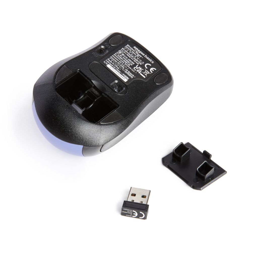 Amazon Basics 2.4 GHz Wireless Optical Computer Mouse with USB Nano Receiver, Portable, Easy Setup, Blue
