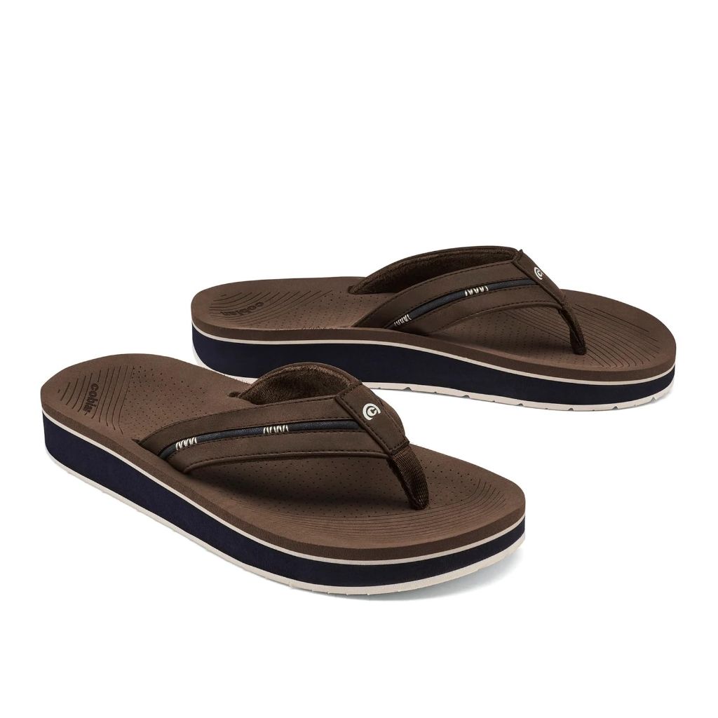 Cobian Men’s Ponto Rise Synthetic Leather Strap Flip-Flop Sandals, Brown, 10