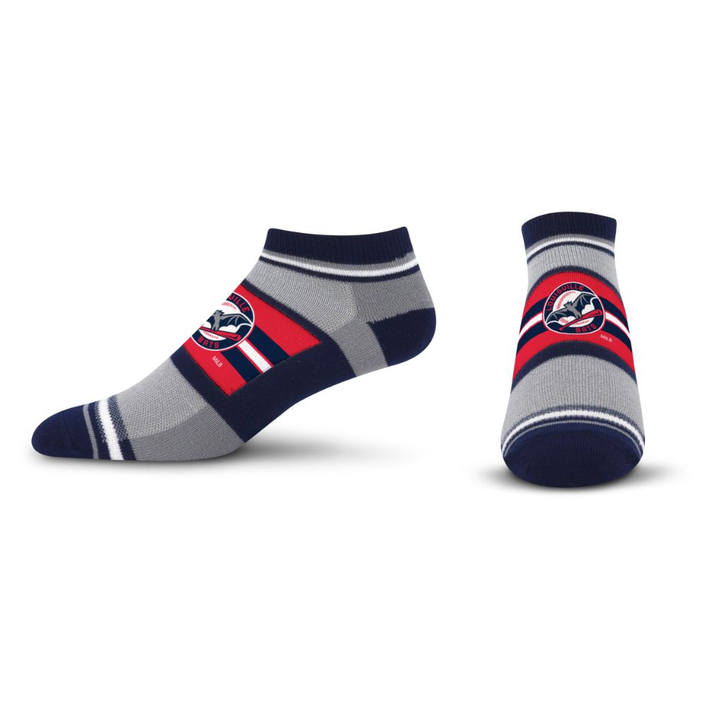 For Bare Feet MiLB LOUISVILLE BATS Streak No Show Sock Team Colors Large