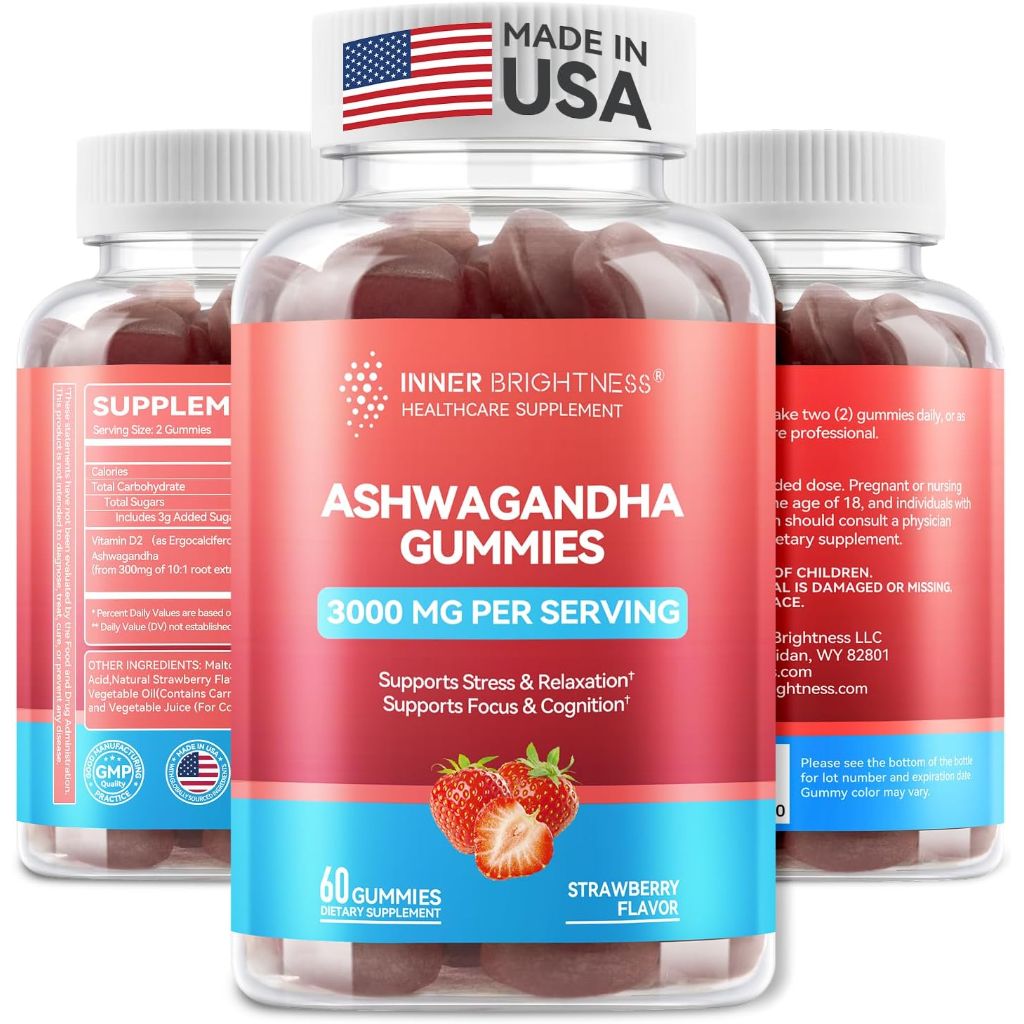 Inner Brightness Ashwagandha Gummies 300mg - Strawberry, 60 Gummies