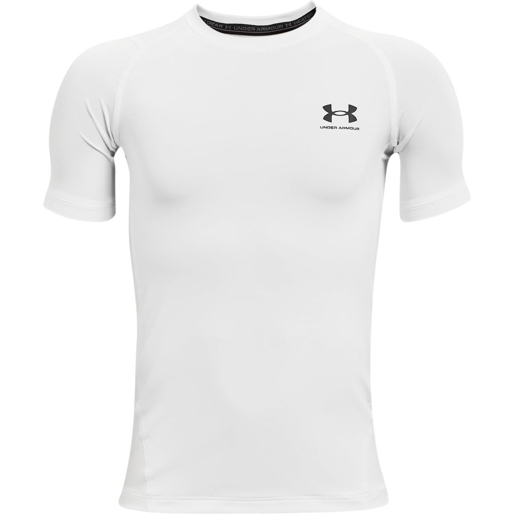 Under Armour Boys HeatGear Armour Short-Sleeve T-Shirt , White (100)/Black , Small