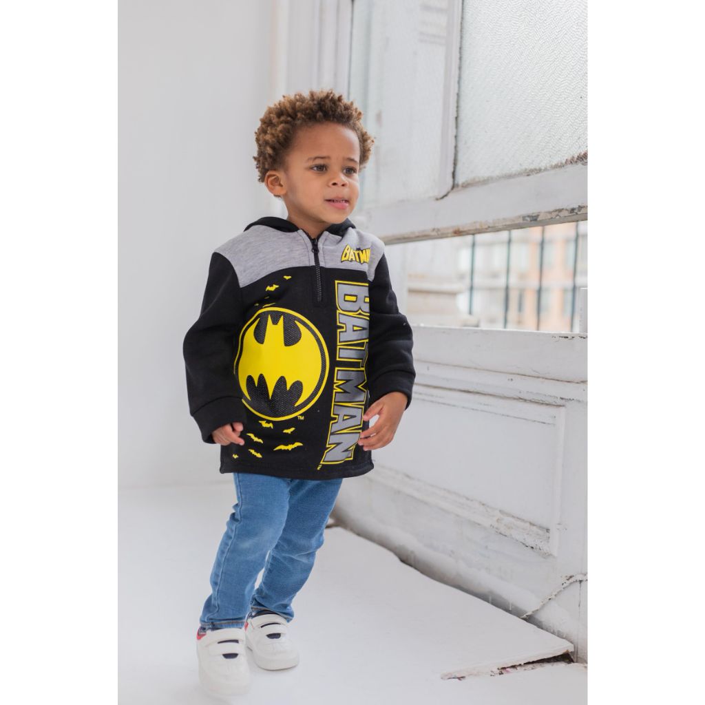 DC Comics Justice League Batman Big Boys Fleece Hoodie, 14-16, Black/Grey