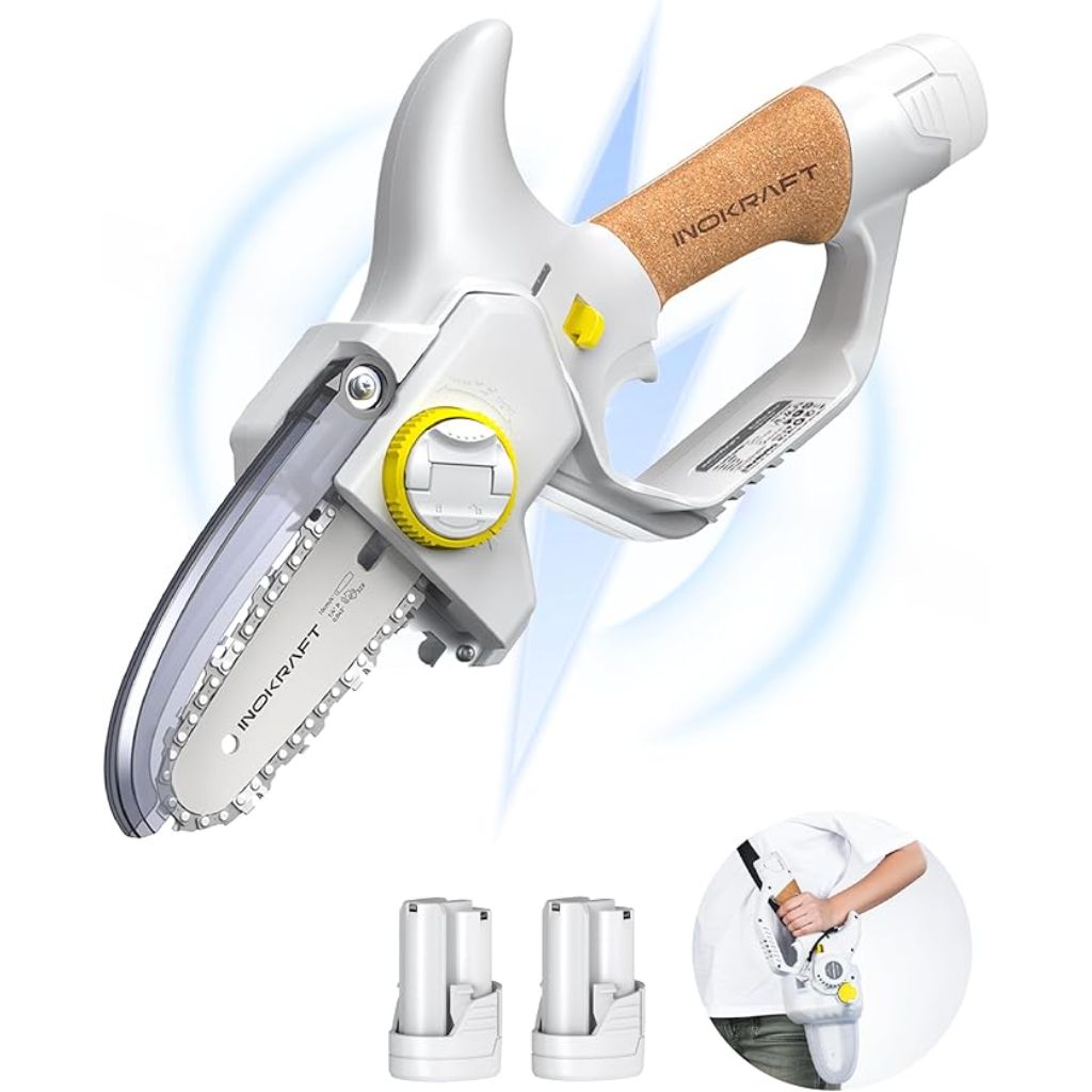 InoKraft Brushless 4" Cordless Mini Chainsaw, Portable Handheld Design