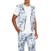Forever 21 Men's Abstract Print Cargo Vest Light Blue/Multi - size Small