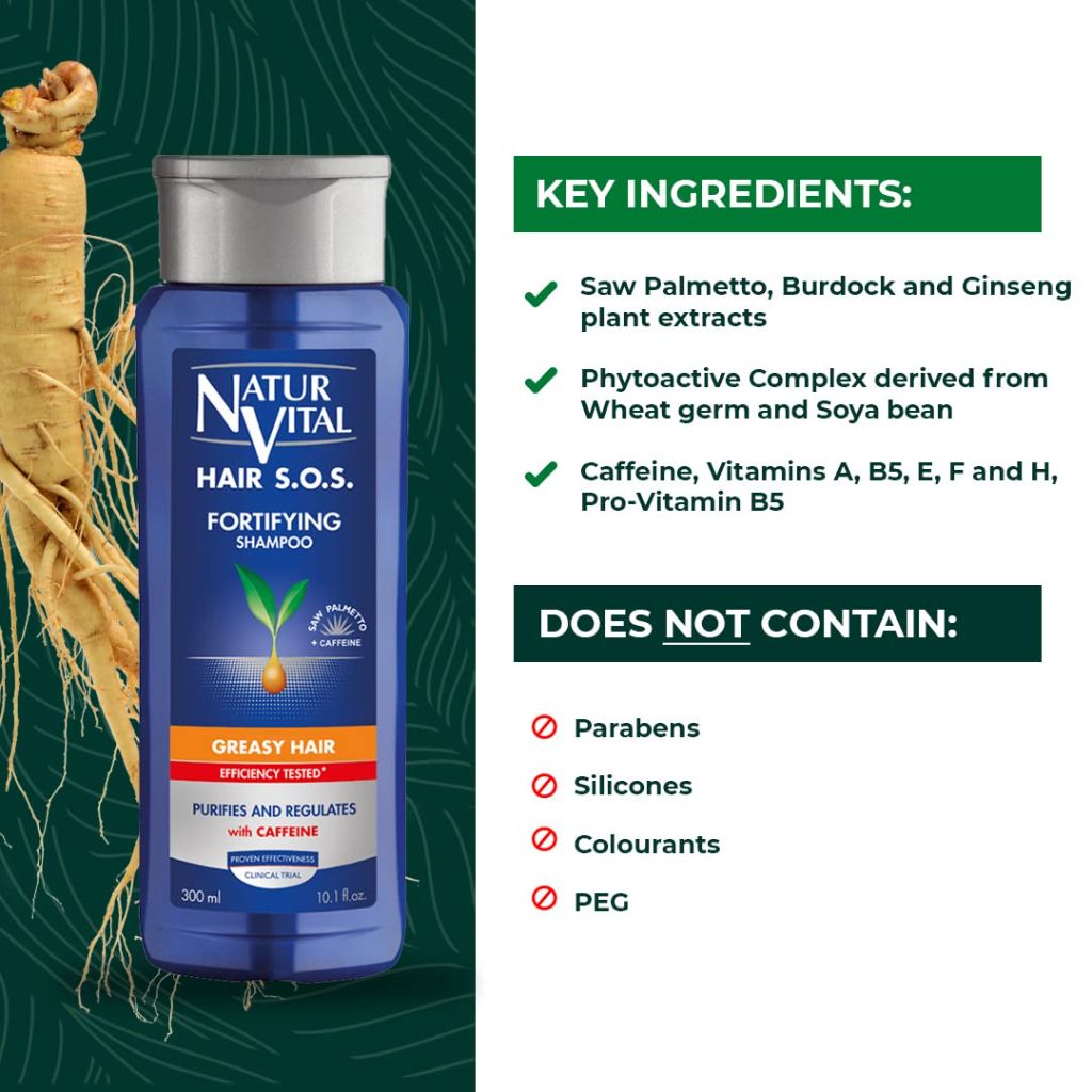 NaturVital Unisex Natural, Plant-based Hair SOS Revitalizing Shampoo for Greasy Hair