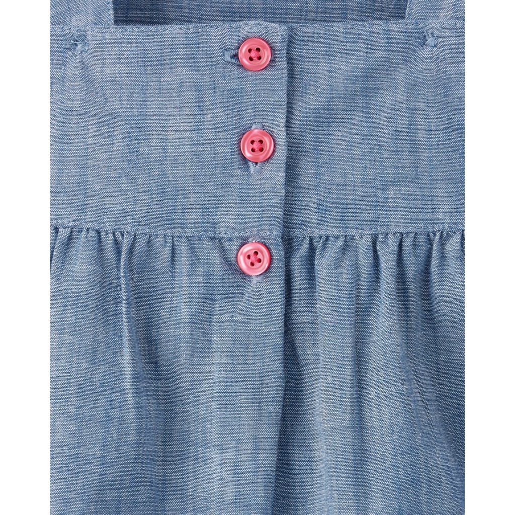 Gymboree,and Toddler Embroidered Sleeveless Skirtall Jumpers,Chambray Rainbow, Size 10