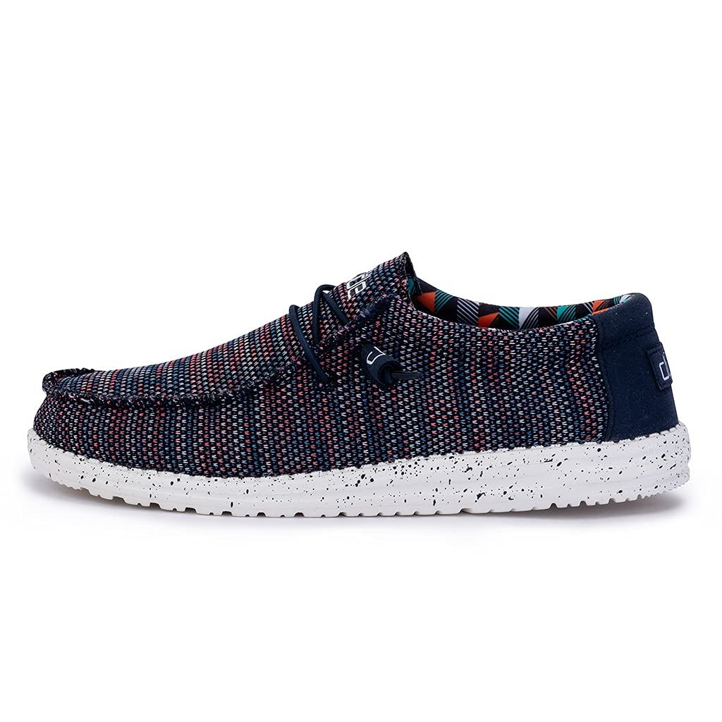 SZ 11 HEYDUDE Men's Wally Sox Lace Up Loafers Blue / Orange