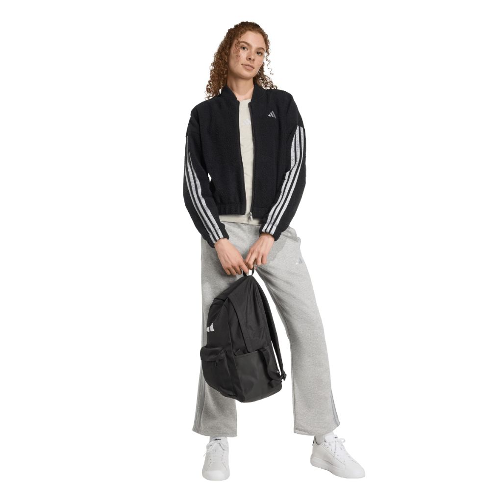 adidas Women's Holiday High Pile Fleece Full-Zip Jacket - Black/Silver Metallic, Medium
