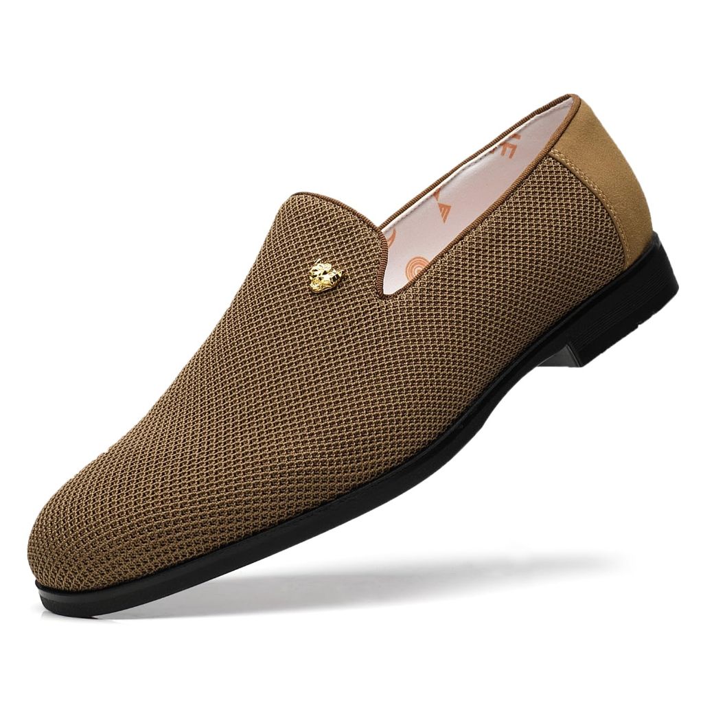 FOEVTRUE Men's Casual Loafers Slip-on Walking Dress Comfortable Fashion Shoes Khaki US 9