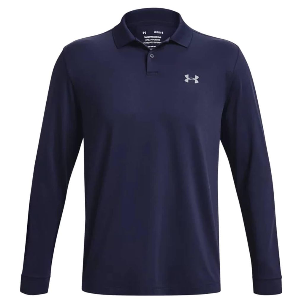 Under Armour Mens Performance Polo 3.0 Long Sleeve, (410) Midnight Navy / / Pitch Gray, Large