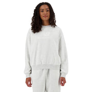 New Balance Women's Sport Essentials French Terry Logo Crew, Ash Heather, X-Small